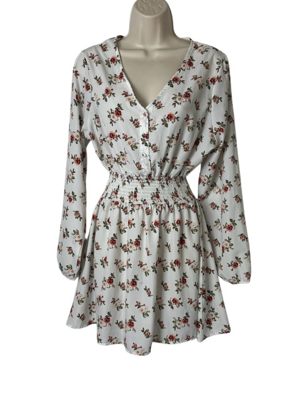 J for Justify White Mini Dress with Red Floral Print